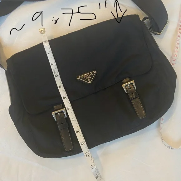 Prada - Vela Messenger Bag ~9.75”H x 13”L" x 4.5”D Black Nylon Pristine $Firm - Picture 4 of 17
